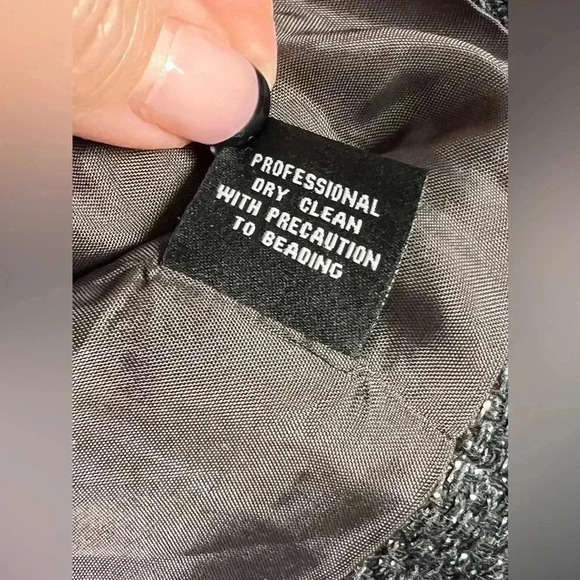 Rickie Freeman For Teri Jon Black Metallic Wool Blend Beaded Jacket Women’s Sz 4 - Picture 9 of 10